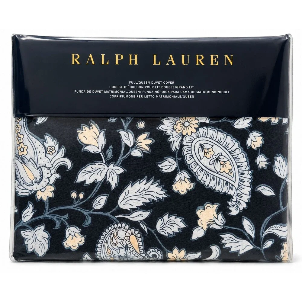 Ralph Lauren Delphine Paisley Duvet Cover Full/Queen Navy 300 TC 100% Cotton